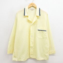 L★古着 JCペニー 長袖 パジャマ シャツ メンズ 80年代 80s 開襟 オープンカラー 薄黄 イエロー 25oct29 中古 トップス