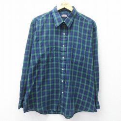 XL★古着 タウンクラフト 長袖 シャツ メンズ 90年代 90s 大きいサイズ 緑他 グリーン チェック 25oct30 中古 トップス