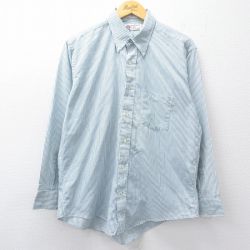 XL★古着 長袖 シャツ メンズ 90年代 90s ボタンダウン USA製 薄緑 グリーン ストライプ 25oct30 中古 トップス
