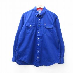 XL★古着 長袖 シャツ メンズ 90年代 90s コットン ボタンダウン USA製 青 ブルー 25oct30 中古 トップス