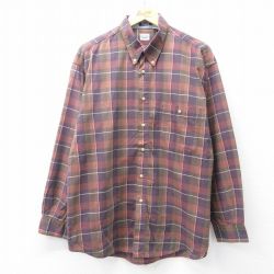 XL★古着 ビューグルボーイ 長袖 シャツ メンズ 00年代 00s コットン ボタンダウン 茶系他 ブラウン チェック 25oct30 中古 トップス