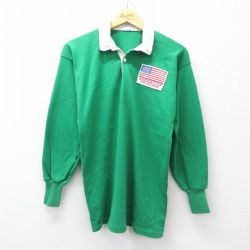 S★古着 カンタベリー 長袖 ラガー シャツ メンズ 80年代 80s 星条旗 緑 グリーン 25oct30 中古 トップス