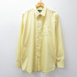 XL★古着 長袖 シャツ メンズ ロング丈 黄 イエロー 25oct30 中古 トップス
