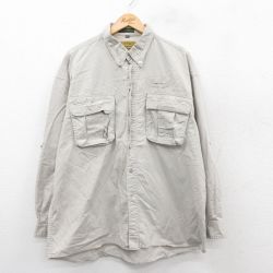 XL★古着 長袖 シャツ メンズ 90年代 90s GAMEL TROPHY 大きいサイズ コットン ボタンダウン 薄ベージュ 25nov14