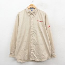 XL★古着 長袖 シャツ メンズ FLODRAVLIC ロング丈 ベージュ 25nov14