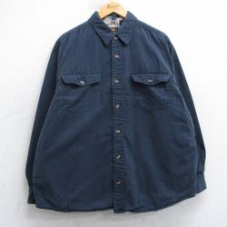 XL★古着 ルート66 長袖 シャツ メンズ 00年代 00s コットン 濃紺 内側フランネル 25nov15