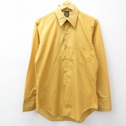 M★古着 長袖 シャツ メンズ 80年代 80s 黄系 25nov19