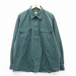 XL★古着 カベラス 長袖 シャツ メンズ 00年代 00s 大きいサイズ ロング丈 コットン 緑【spe】 25nov19