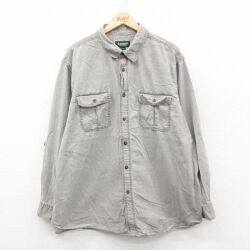 XL★古着 長袖 シャツ メンズ 大きいサイズ 薄グレー 25nov22