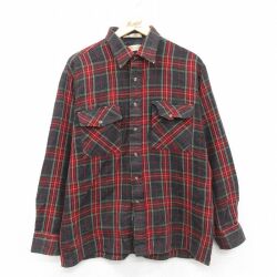 L★古着 長袖 シャツ メンズ 赤他 チェック 25nov22