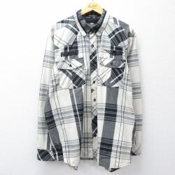 XL★古着 ハーレーダビッドソン 長袖 シャツ メンズ 大きいサイズ ロング丈 黒他 チェック【spe】 25nov27
