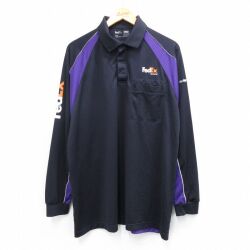XL★古着 長袖 ラガー シャツ メンズ フェデックス ラグラン 黒他 25dec09