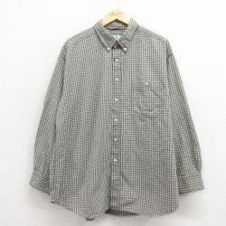 XL★古着 セントジョンズベイ 長袖 シャツ メンズ 00年代 00s コットン ボタンダウン 緑 チェック 25dec11