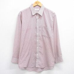 XL★古着 アロー 長袖 シャツ メンズ 90年代 90s USA製 赤他 ストライプ 25dec15