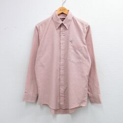 M★古着 アロー 長袖 シャツ メンズ 90年代 90s 鳥 ボタンダウン USA製 薄赤系 25dec15