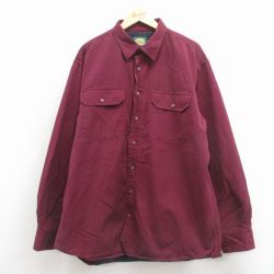 XL★古着 カベラス 長袖 シャツ メンズ 00年代 00s 大きいサイズ ロング丈 コットン エンジ 内側フランネル 26jan17