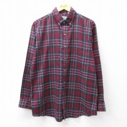 XL★古着 ベーシックエディションズ 長袖 シャツ メンズ 90年代 90s ロング丈 ボタンダウン エンジ他 チェック 26jan28