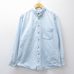XL★古着 ウールリッチ 長袖 シャツ メンズ 90年代 90s コットン ボタンダウン USA製 薄紺 デニム【spe】 26jan28