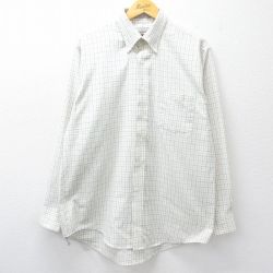 XL★古着 バンヒューセン 長袖 シャツ メンズ 90年代 90s ロング丈 ボタンダウン 白他 チェック 26jan28