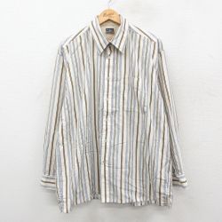 XL★古着 HAGGAR 長袖 シャツ メンズ 大きいサイズ 白他 ストライプ 26jan29