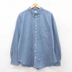 XL★古着 オールドネイビー OLD NAVY 長袖 シャツ メンズ 大きいサイズ コットン ボタンダウン 紺他  チェック 26jan29