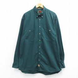 XL★古着 ボストントレーダース 長袖 シャツ メンズ 00年代 00s 大きいサイズ ロング丈 コットン ボタンダウン 緑【spe】 26jan31