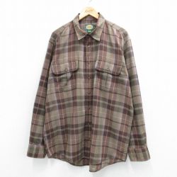 XL★古着 カベラス 長袖 シャツ メンズ 00年代 00s ヒジ当て 大きいサイズ ロング丈 茶他 チェック【spe】 26jan31