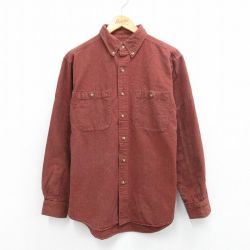 L★古着 THE TERRITORY AHEAD 長袖 シャツ メンズ 00年代 00s コットン ボタンダウン 茶系 26jan31