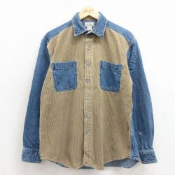 L★古着 アリゾナジーンズ 長袖 シャツ メンズ 00年代 00s コーデュロイ コットン 紺 デニム【spe】 26jan31