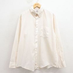 L★古着 長袖 シャツ メンズ 80年代 80s ボタンダウン USA製 薄ベージュ ストライプ 26jan31