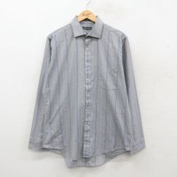 L★古着 バンヒューセン 長袖 シャツ メンズ 90年代 90s グレー他 ストライプ 26feb05