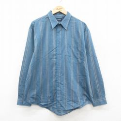 ピューリタン 00s 長袖シャツ ネイビーストライプ XL | 古着