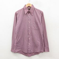 M★古着 タウンクラフト 長袖 シャツ メンズ 70年代 70s エンジ系他 ストライプ 26feb06