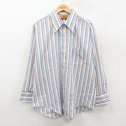 XL★古着 バンヒューセン 長袖 シャツ メンズ 70年代 70s 大きいサイズ 白他 ストライプ 26feb06