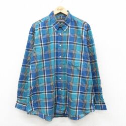 XL★古着 メンバーズオンリー 長袖 シャツ メンズ 90年代 90s 大きいサイズ ボタンダウン 紺他 チェック 26feb09