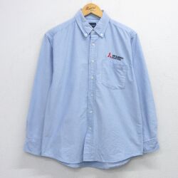 L★古着 長袖 シャツ メンズ 三菱 オックスフォード ボタンダウン 薄紺 26feb10