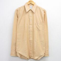 L★古着 アロー 長袖 シャツ メンズ 70年代 70s オックスフォード ロング丈 USA製 黄他 ストライプ 26feb10