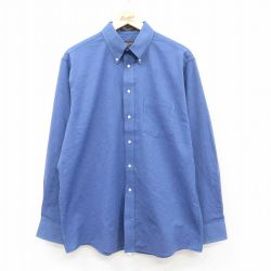 XL★古着 アロー 長袖 シャツ メンズ 90年代 90s ボタンダウン USA製 紺 26feb17