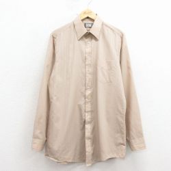 L★古着 長袖 シャツ メンズ 90年代 90s USA製 ベージュ他 ストライプ 26feb18