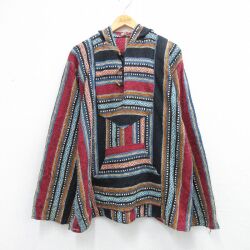 XL★古着 長袖 メキシカン パーカー メンズ コットン 黒他 26feb24