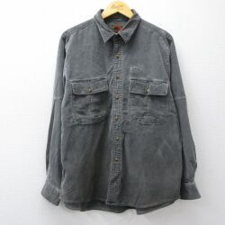 XL★古着 ボストントレーダーズ 長袖 シャツ メンズ 00年代 00s コーデュロイ コットン グレー系 26feb25