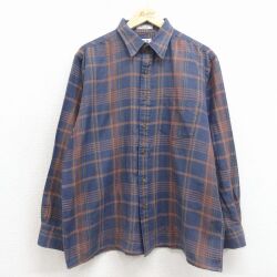 XL★古着 アロー 長袖 シャツ メンズ 濃紺他 チェック 26feb26