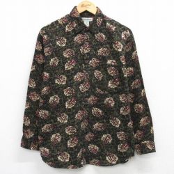 【20%OFF】長袖シャツ 葉 ブラック M | 古着