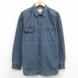 XL★古着 アリゾナ 長袖 シャツ メンズ 00年代 00s 大きいサイズ ロング丈 コットン 紺 デニム 26feb27