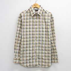 XL★古着 ショーンジョン 長袖 シャツ メンズ コットン 生成り他 チェック 26feb27