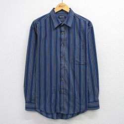 XL★古着 ピューリタン 長袖 シャツ メンズ 00年代 00s 紺他 ストライプ 26feb27