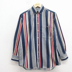 【20%OFF】00s 長袖シャツ ストライプ ネイビー M | 古着