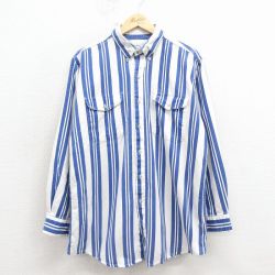 XL★古着 長袖 シャツ メンズ 00年代 00s ボタンダウン 白他 ストライプ 26feb27