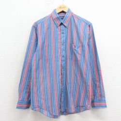 【20%OFF】90s 長袖シャツ ストライプ ネイビー M | 古着