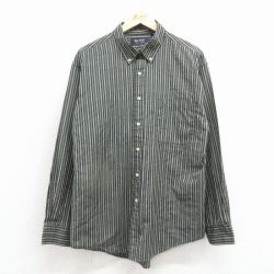 XL★古着 ピューリタン 長袖 シャツ メンズ 00年代 00s ボタンダウン 緑他 ストライプ 26feb27